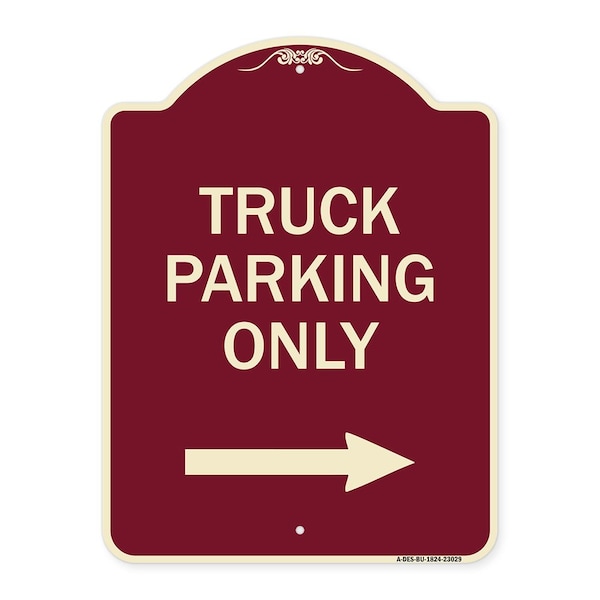 Reserved Parking Truck Parking W/ Right Arrow Heavy-Gauge Aluminum Sign, 24" x 18", BU-1824-23029